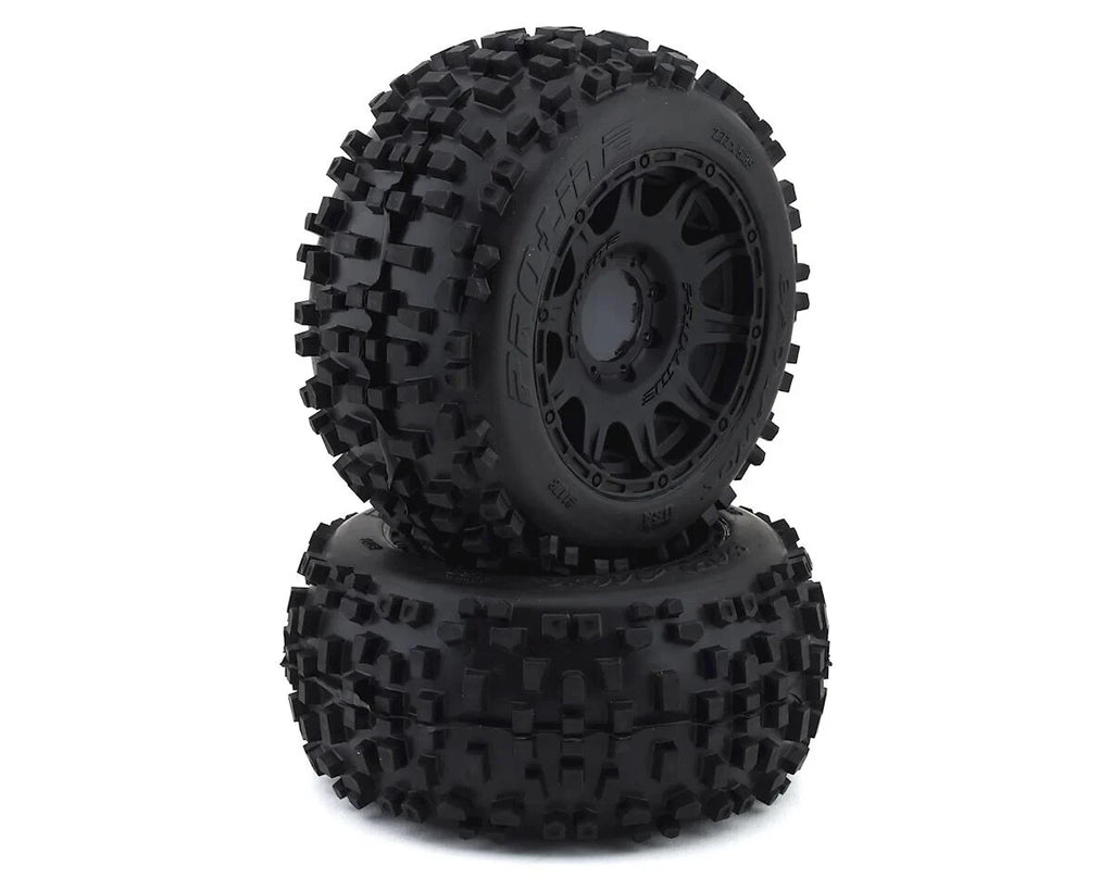 Pro-Line Proline Badlands 3.8" PreMounted Truck Tires (2) Black w/Raid Wheels M2