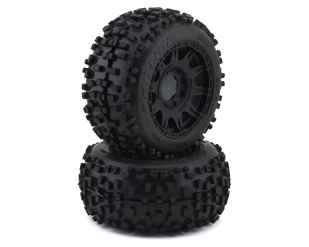 Pro-Line Proline Badlands 3.8" PreMounted Truck Tires (2) Black w/Raid Wheels M2
