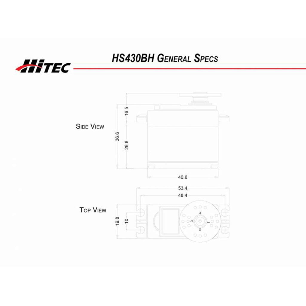 Hitec HRC31430S HS-430BH Standard High Voltage Analog Servo Ball Bearing 60 oz