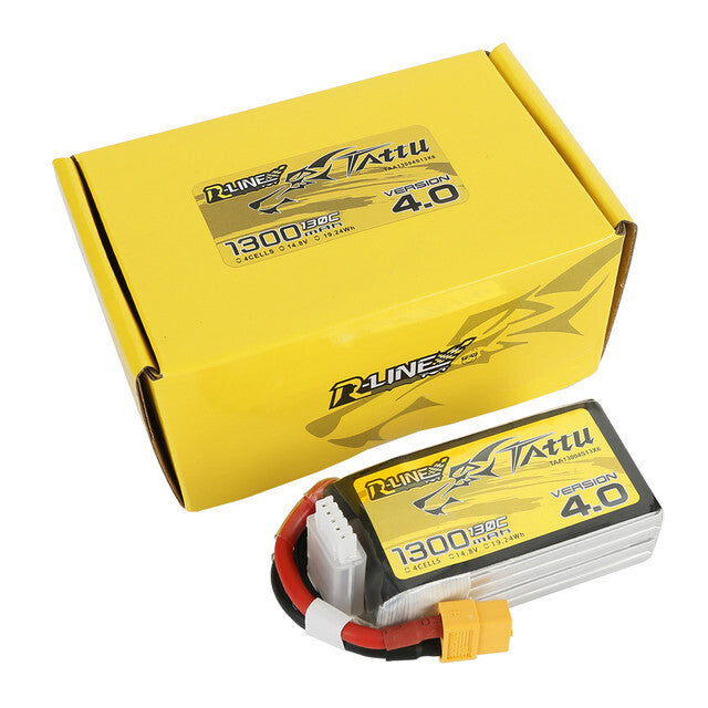Tattu R-Line Version 4.0 1300mAh 14.8V 130C 4S Lipo Battery Pack With XT60 Plug