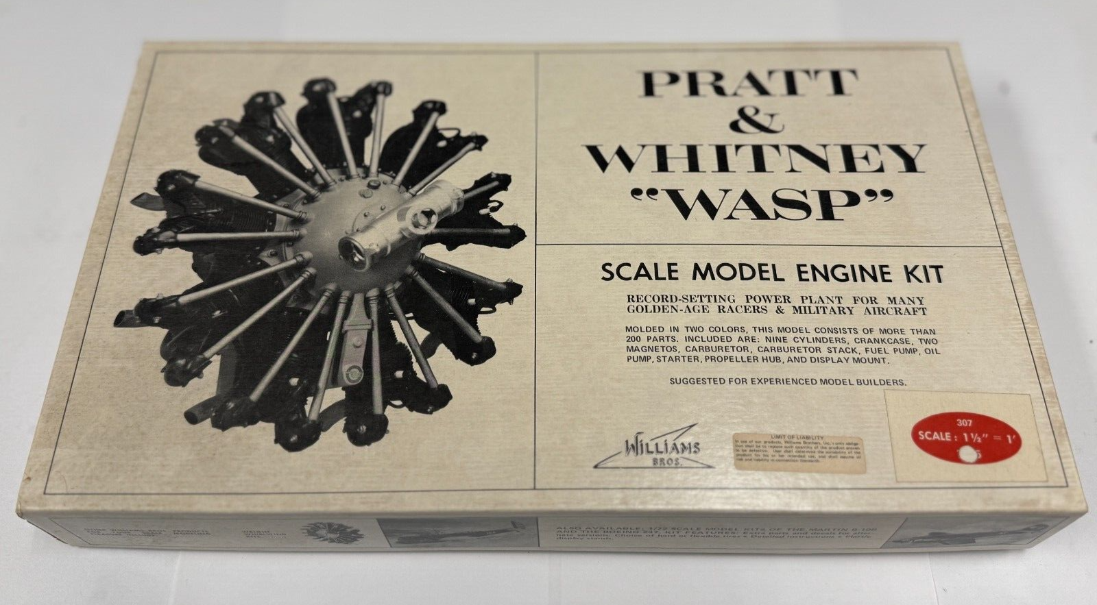 1:8 Vintage Pratt & Whitney Wasp Williams Bros RC Scale Model Engine Kit 307