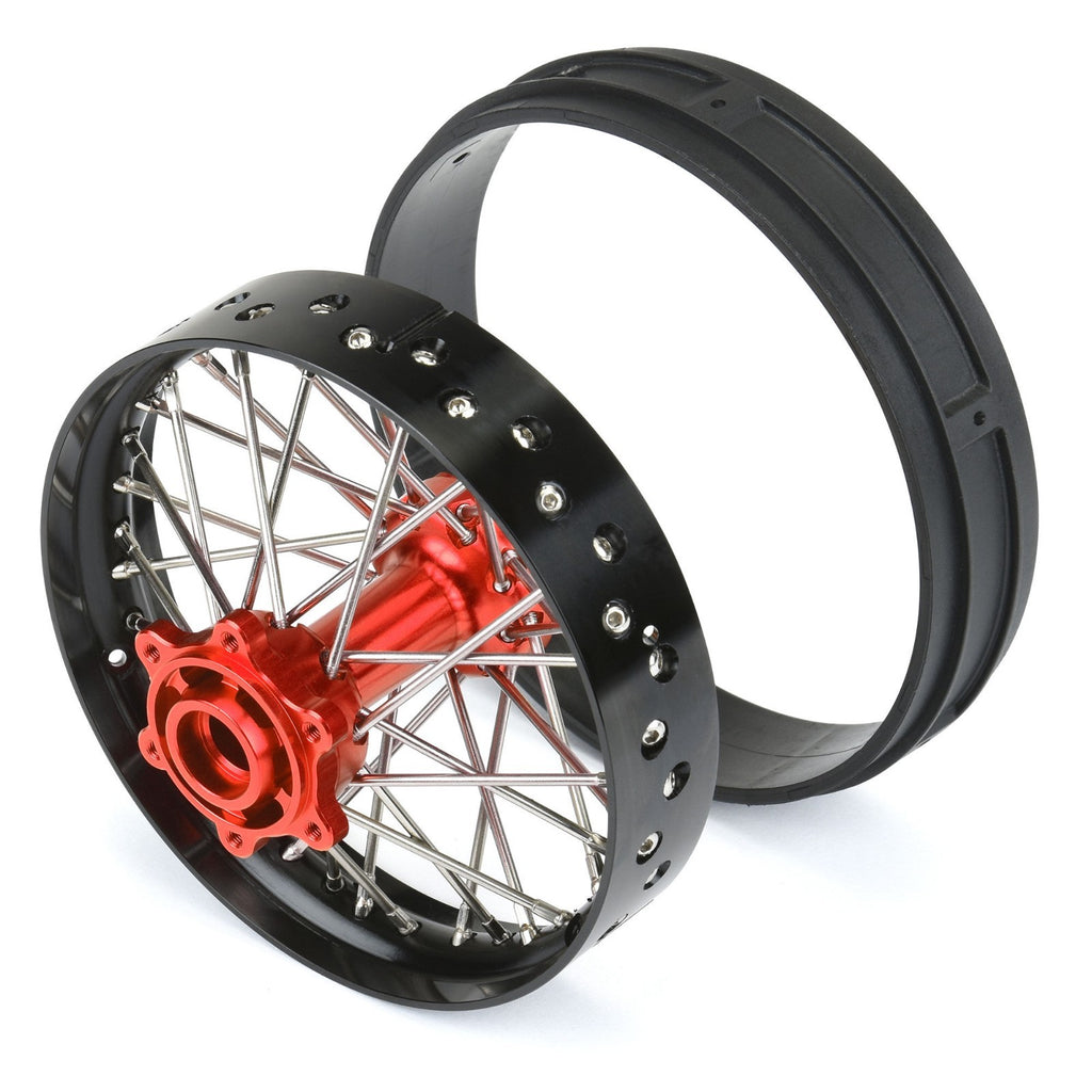 Pro-Line 1/4 Pro-Spec Aluminum V2 Bead Rear Wheel Black/Red (1): Promoto-MX