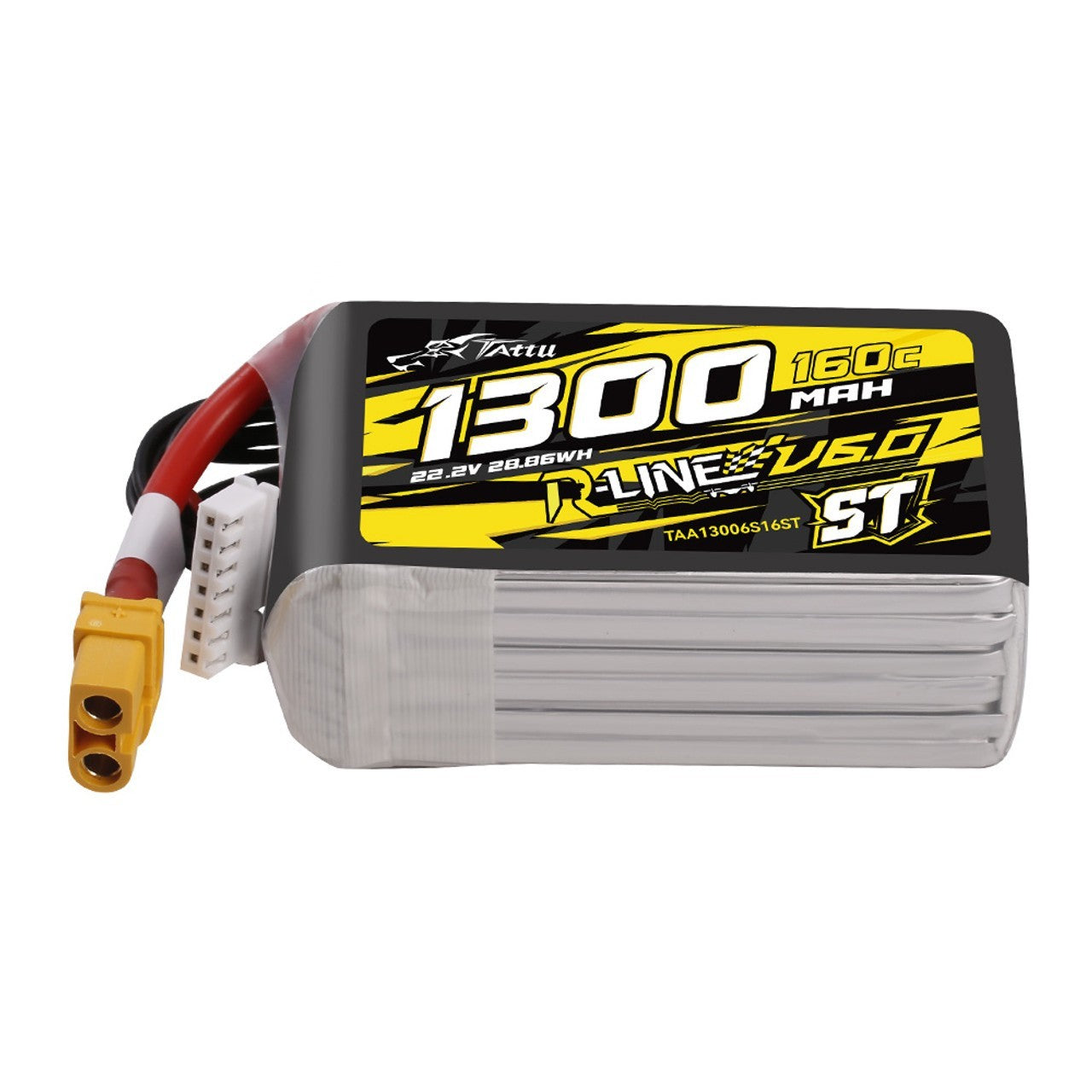 Tattu 1300mAh 6S 160C 22.2V R-Line Version 6.0 ST Lipo Battery Pack With XT60