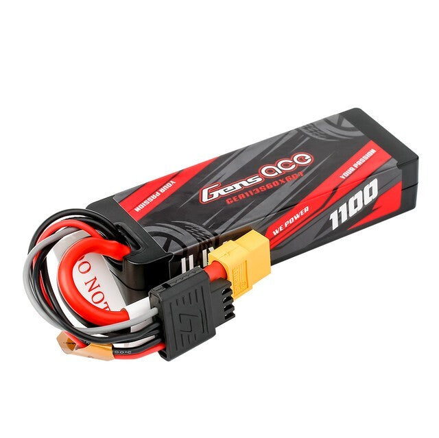 Gens Ace 1100mAh 3S 60C 11.1V HardCase Gtech Lipo Battery Pack with XT60 Plug