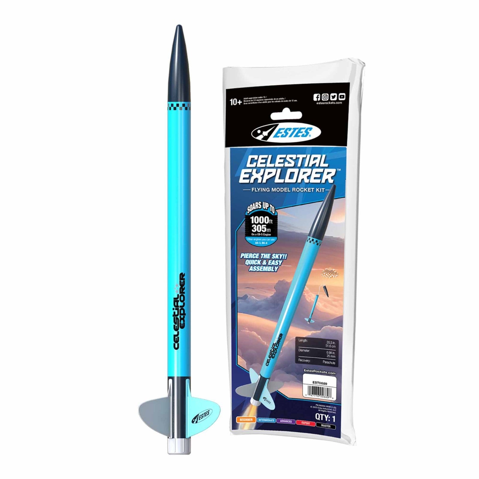 Estes EST0689 Celestial Explorer Model Rocket Kit Beginner Skill Level 0689