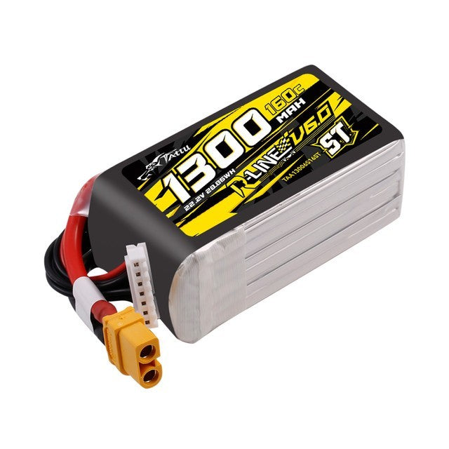 Tattu 1300mAh 6S 160C 22.2V R-Line Version 6.0 ST Lipo Battery Pack With XT60