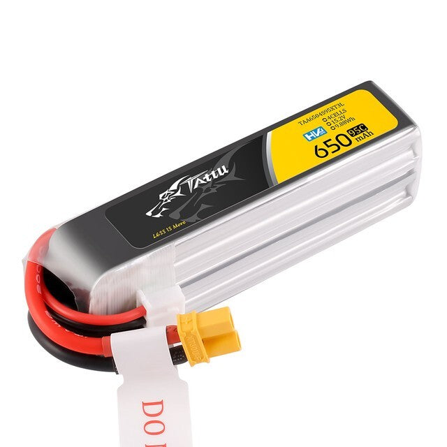4x Tattu 650mAh 4S 15.2V 95C Lipo RC Drone Battery Long Pack with XT30 Plug