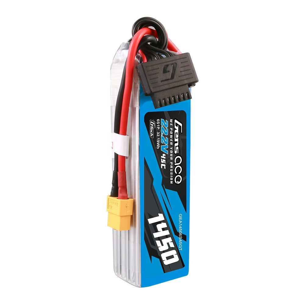 2x Gens Ace 6S LiPo RC Helicopter Battery 45C 22.2V 1450mAh Gtech GEA14506S45GT
