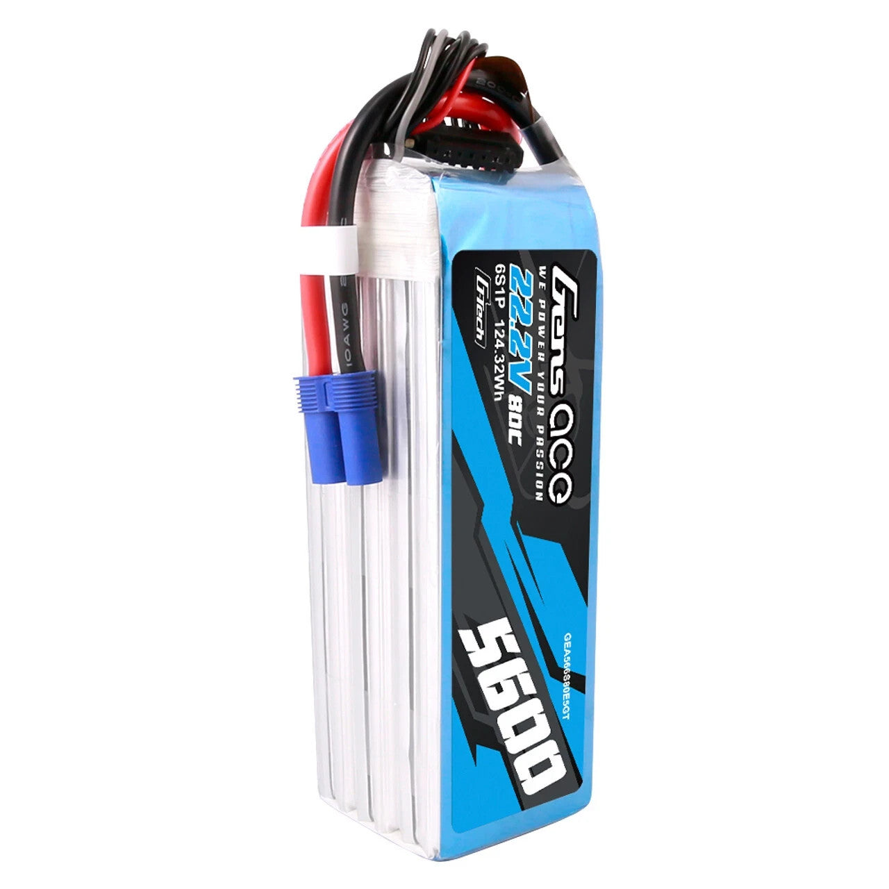 Gens Ace 5600mAh 22.2V 80C GTech 6S Lipo Battery EC5 For 700 Size RC Helicopter