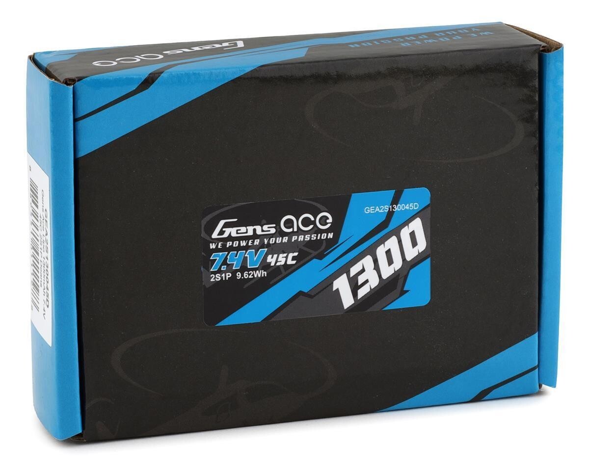 Gens Ace 1300mAh 2S 7.4V 45C RC Airplane Lipo Battery Pack W/ Deans T Ultra Plug