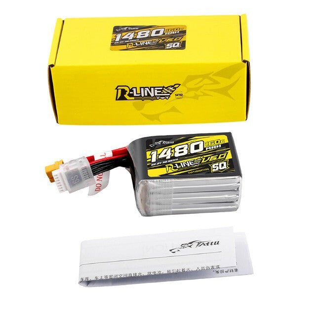 Tattu R-Line Version 6.0 1480mAh 160C 6S 22.2V SQ Lipo Battery Pack with XT60