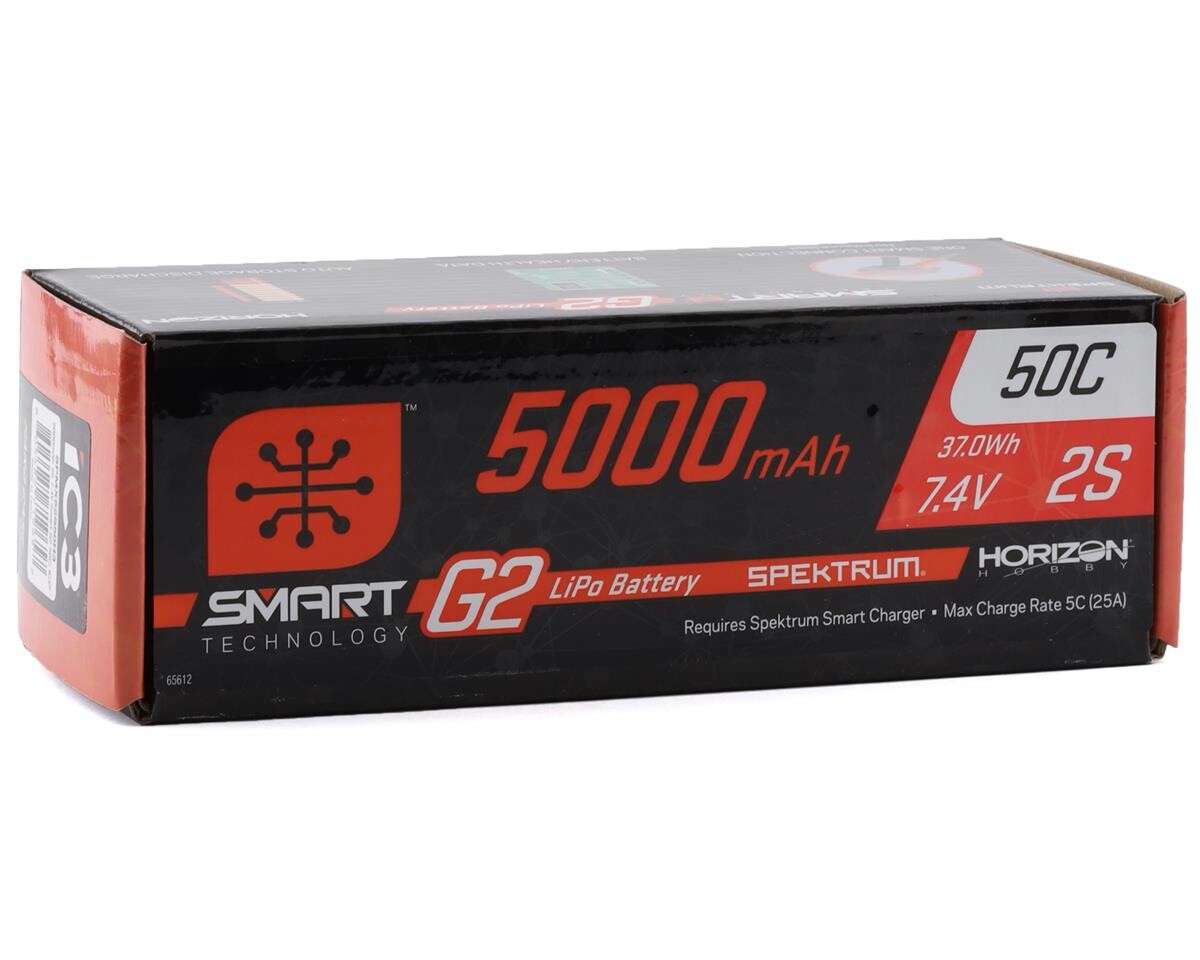 Spektrum RC 2S Smart LiPo 50C Hard Case Battery 7.4V 5000mAh w/ IC3 Connector