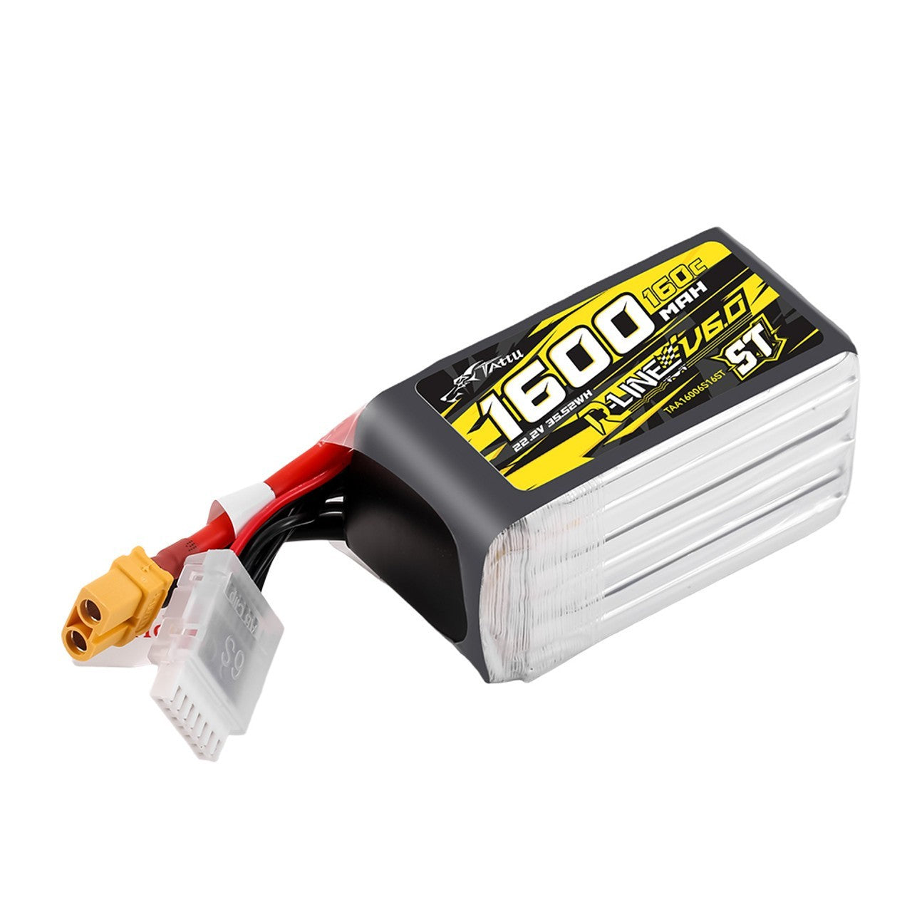 2x Tattu R-Line Version 6.0 1600mAh 160C 6S 22.2V ST Lipo Battery Pack with XT60