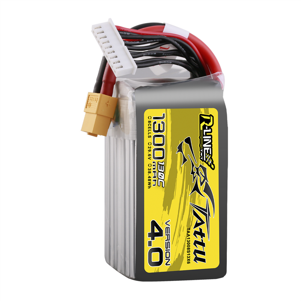 Tattu 1300mAh 8S 130C 29.6V R-Line Version 4.0 Lipo Battery Pack With XT60 Plug