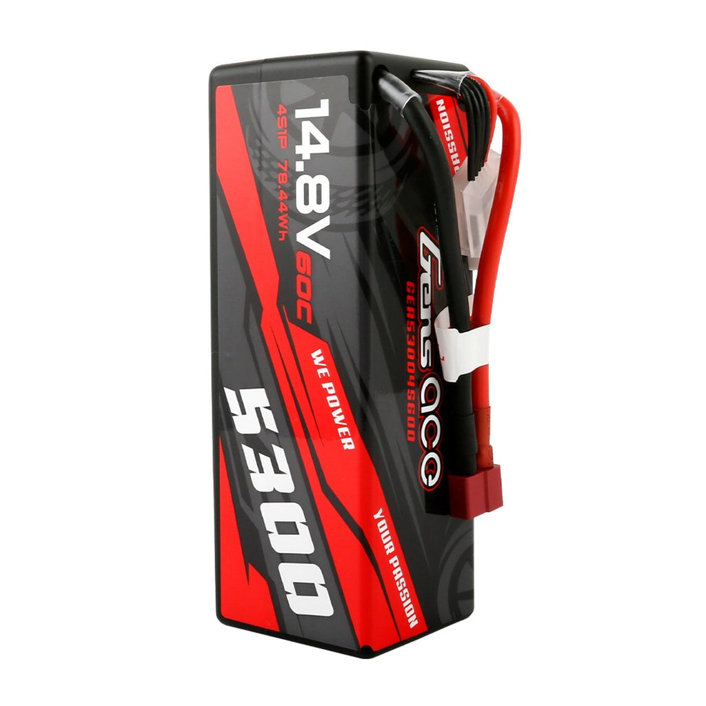 Gens ace 5300mAh 4S 60C 14.8V HardCase Lipo RC Car Battery with Deans T Plug