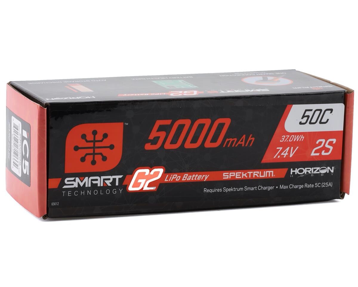 Spektrum RC 2S Smart LiPo 50C Hard Case Battery 7.4V / 5000mAh w/ IC5 Connector