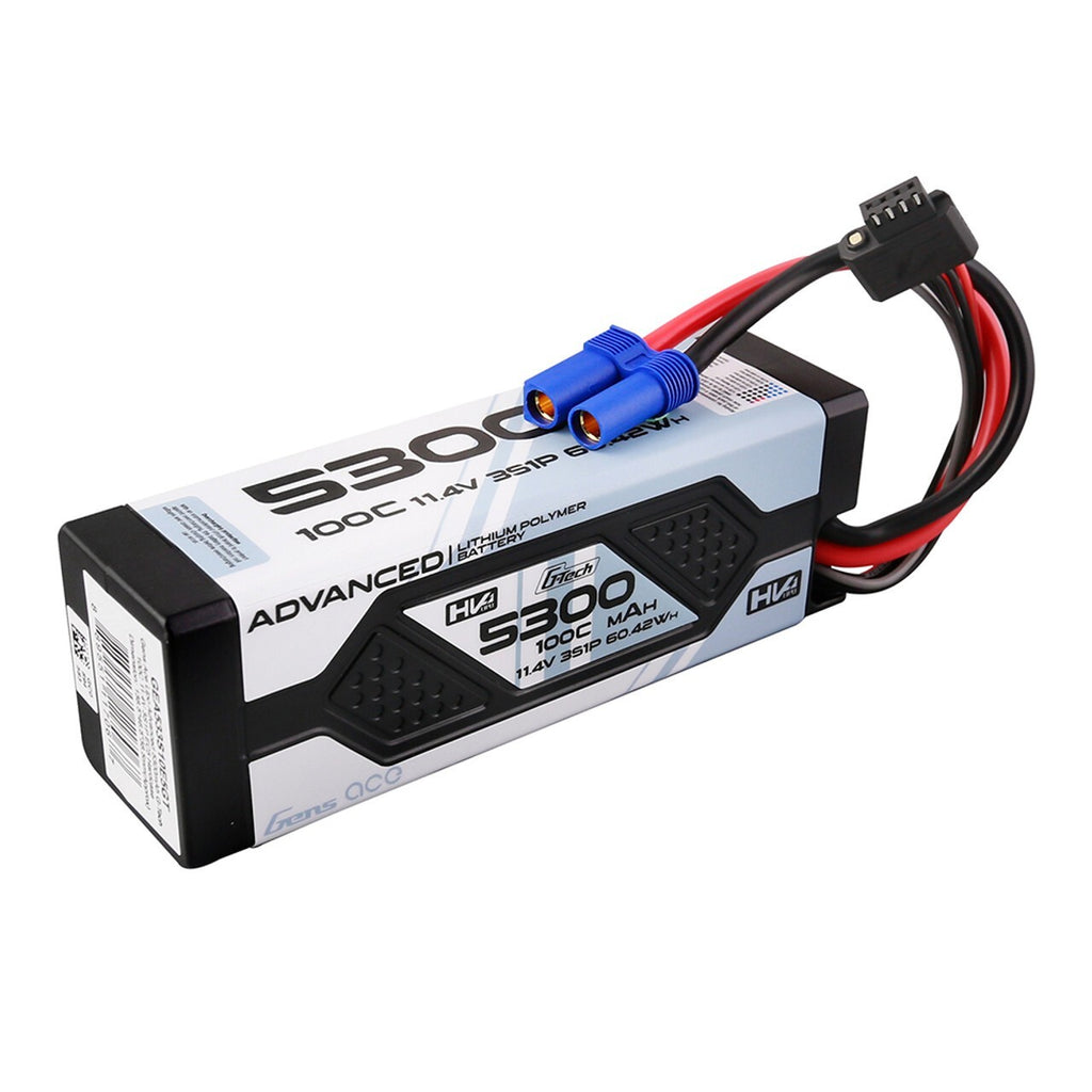Gens Ace 5300mAh 3S 100C 11.4V G-Tech GTech Lipo Battery Pack W/ EC5 Plug