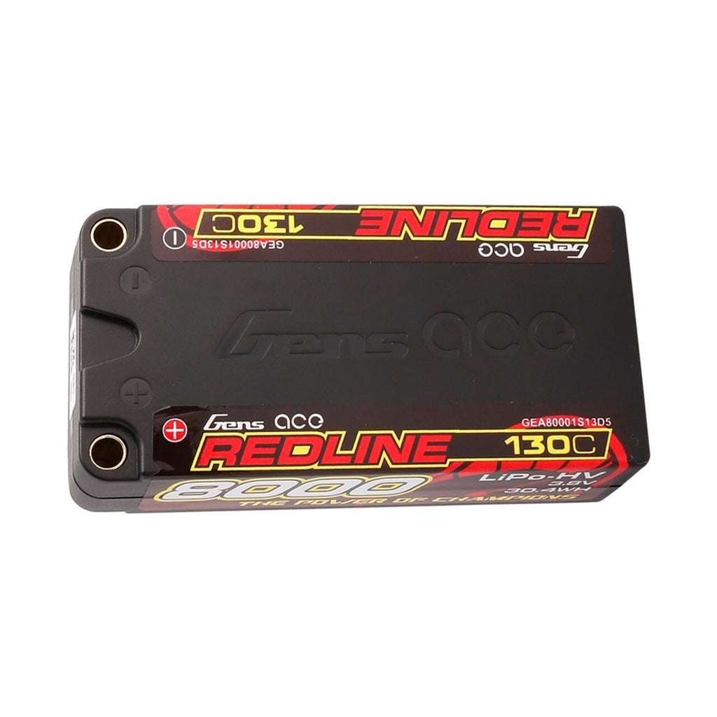 2x Gens Ace 3.8V 130C 1S 5mm 8000mAh Lipo Battery HardCase HV 1:8 1:10 RC Car