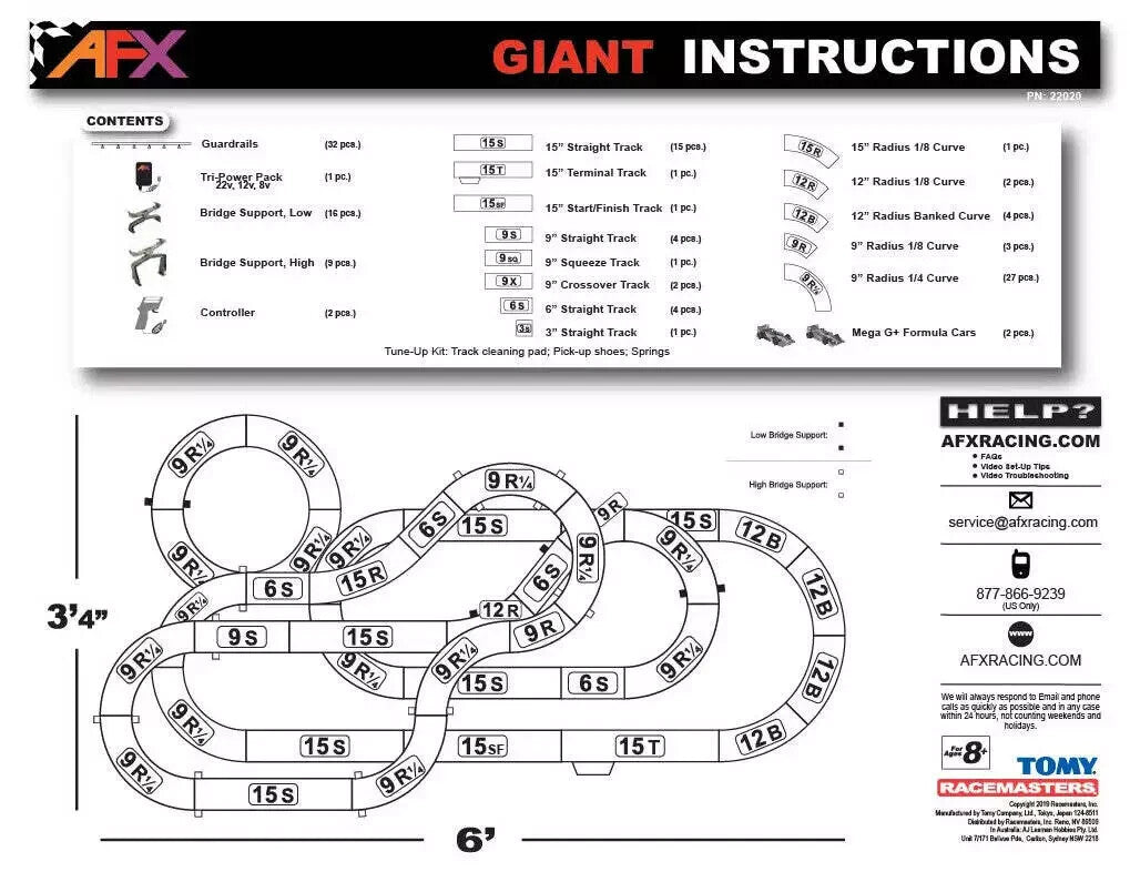 AFX Mega G+ Giant Raceway HO Slot Car Set w/Two Formula Cars (Mega G+) 22020
