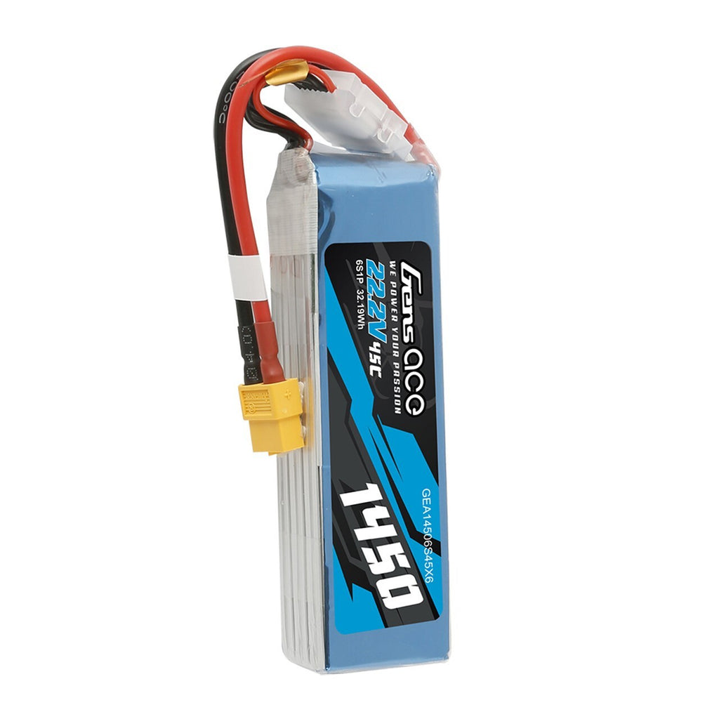 Gens Ace 6S LiPo RC Helicopter Battery 45C 22.2V 1450mAh GEA14506S45X6