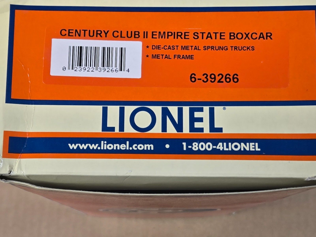 O Gauge 3-Rail Lionel 6-39266 Century Club II Empire State Box Car #39266