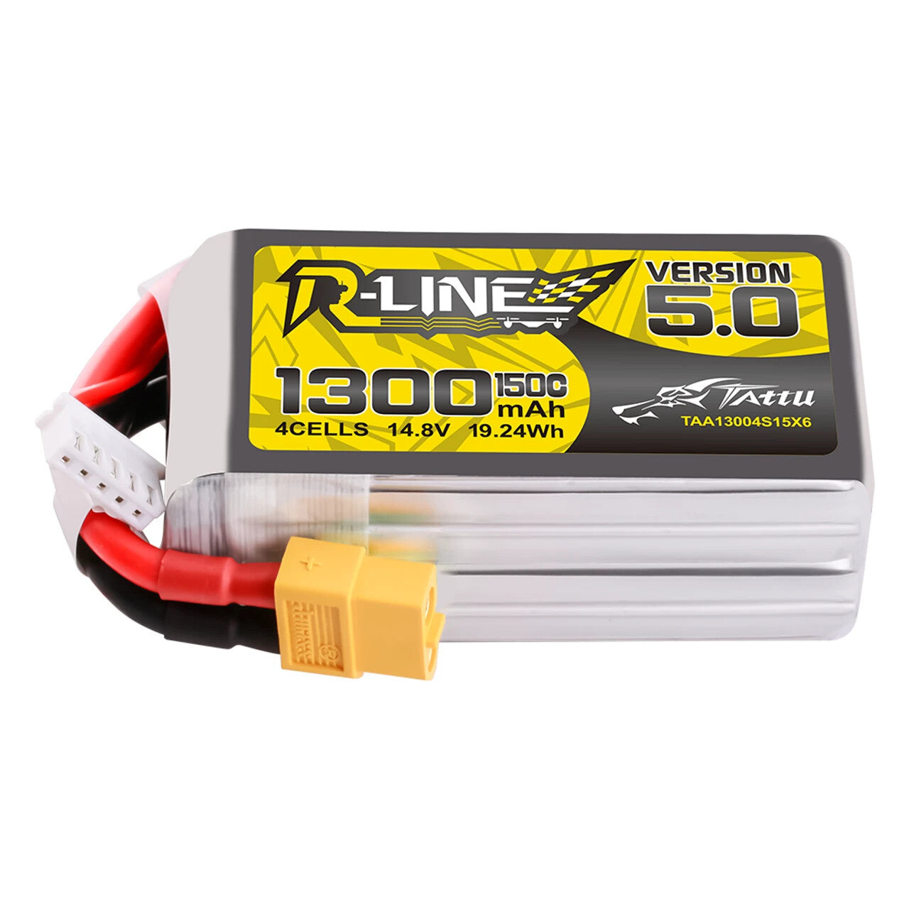 4x Tattu R-Line Version 5.0 1300mAh 4S 14.8V 150C Lipo Battery Pack w/ XT60 Plug