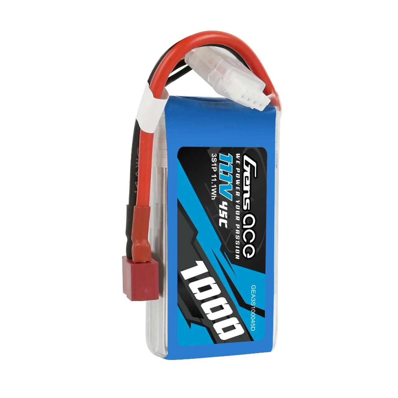 2x Gens Ace 11.1V 3S 1000mAh 45C Lipo RC Remote Control Battery Pack Deans Plug