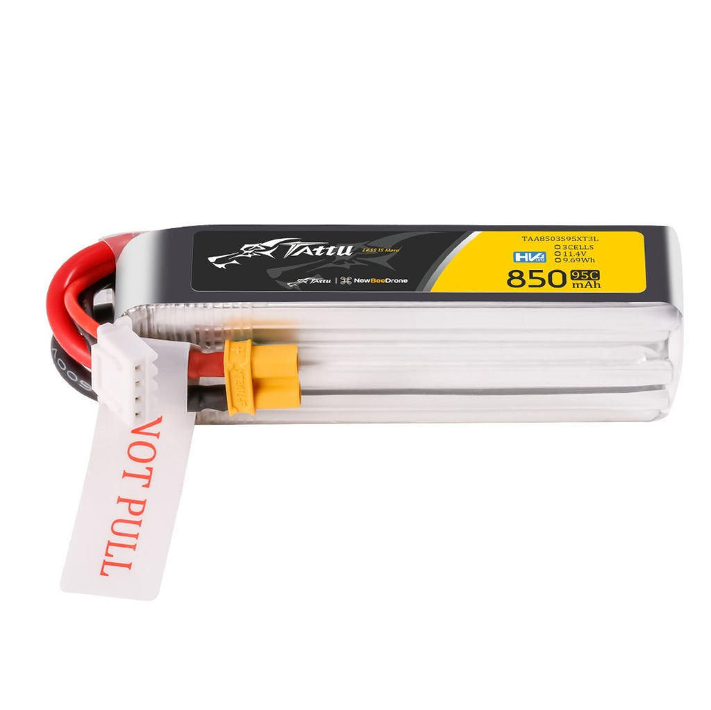 4x Tattu 850mAh 3S 95C 11.4V HV Lipo RC Drone Battery Long Pack with XT30 Plug