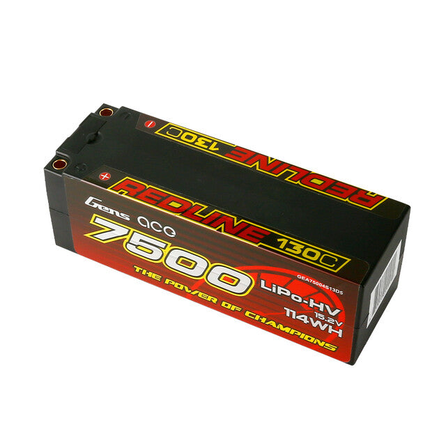 2x Gens Ace 7500mAh 4S HardCase 130C 15.2V Lipo RC Car Truck Battery w/ Deans 