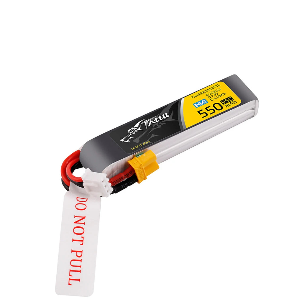 Tattu 550mAh 2S 7.6V HV Lipo RC Airplane Drone Battery Long Pack With XT30 Plug