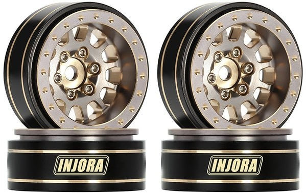 INJORA YQW-1101GL 1.0 Plus Brass Beadlock Wheels 12-Spoke -3.75mm TRX4M SCX24