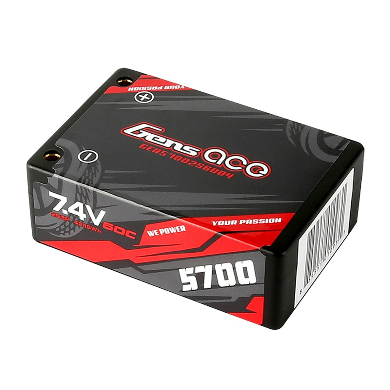 Gens Ace 5700mAh 7.4V 60C 2S HardCase Lipo Battery Pack With 4.0mm Bullet