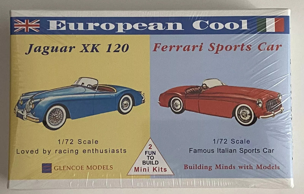 Glencoe Models #03604 European Cool Jaguar & Ferrari - 2 Mini Kits