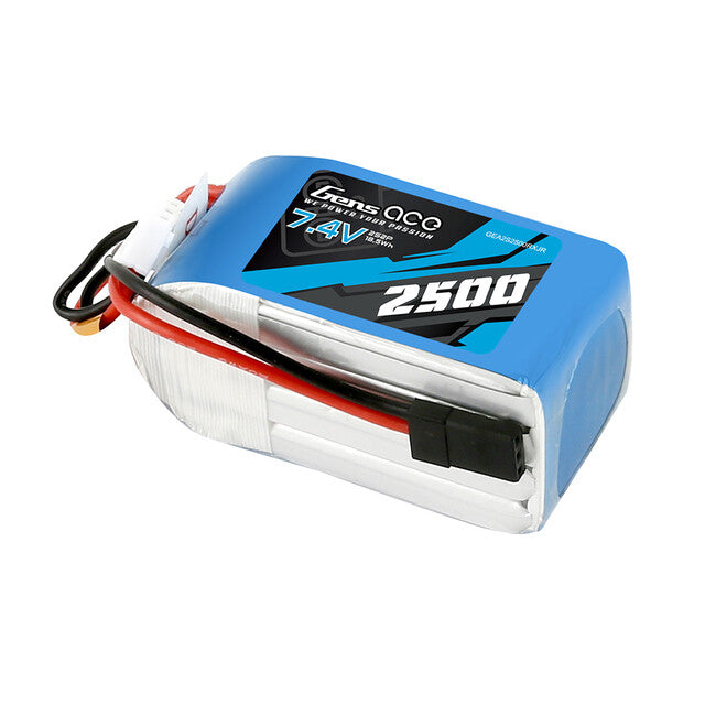 2x Gens Ace 2500mAh 7.4V 2S Hump RX Lipo Receiver Battery Pack W/ Universal Plug