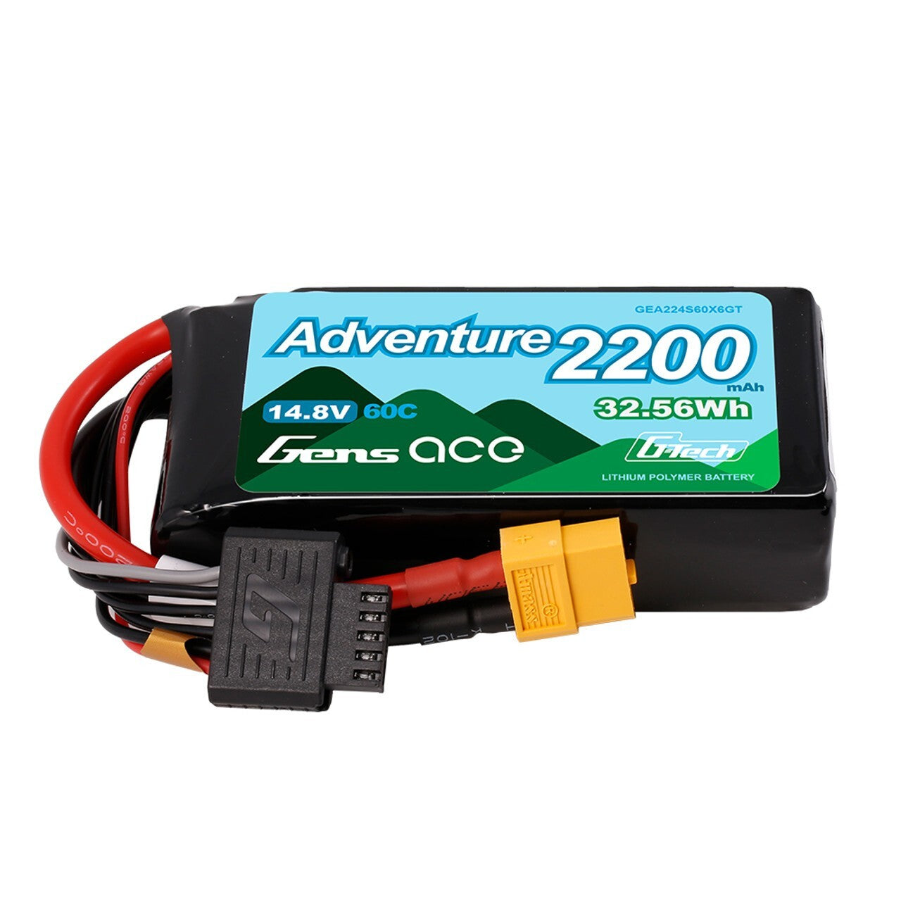 Gens ace 2200mAh 4S 60C 14.8 V G-Tech Adventure Lipo Battery Pack with XT60 Plug