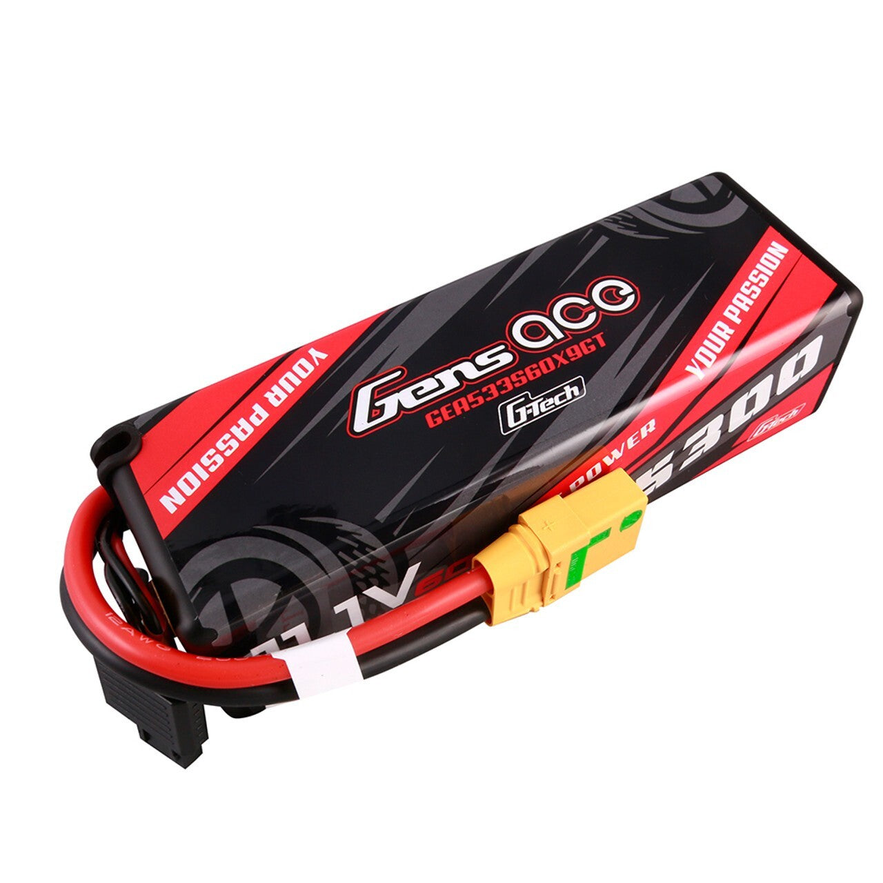 Gens Ace 5300mAh 3S 60C 11.1V HardCase GTech Lipo Battery with XT90-S XT90