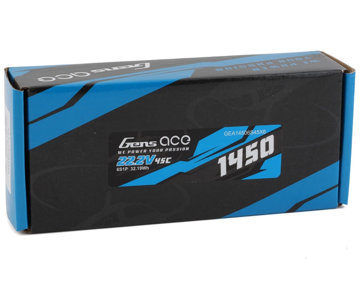 Gens Ace 6S LiPo RC Helicopter Battery 45C 22.2V 1450mAh GEA14506S45X6