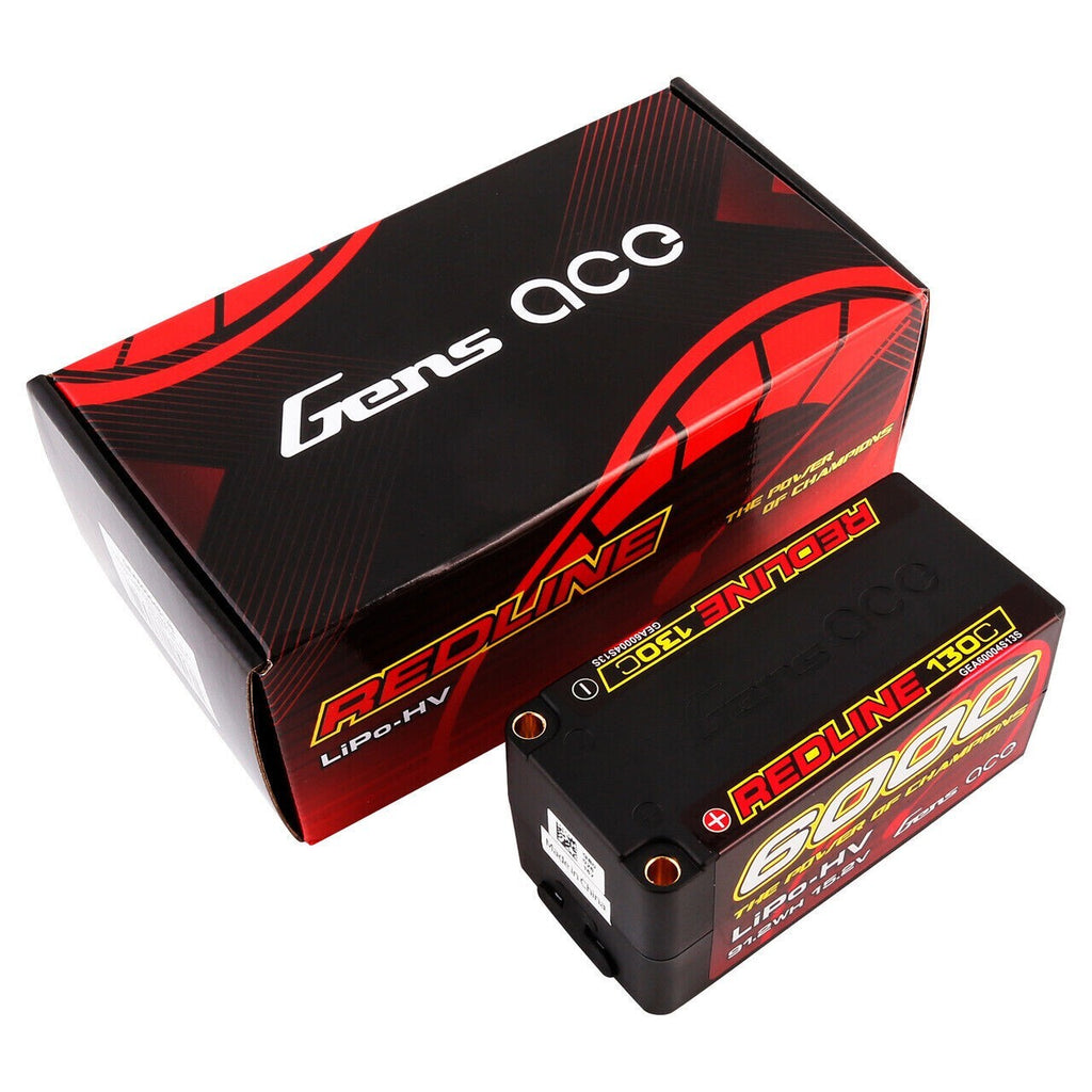 Gens Ace 15.2V 6000mAh 130C 4S Lipo Battery HardCase HV For 1/8 RC Racing Series