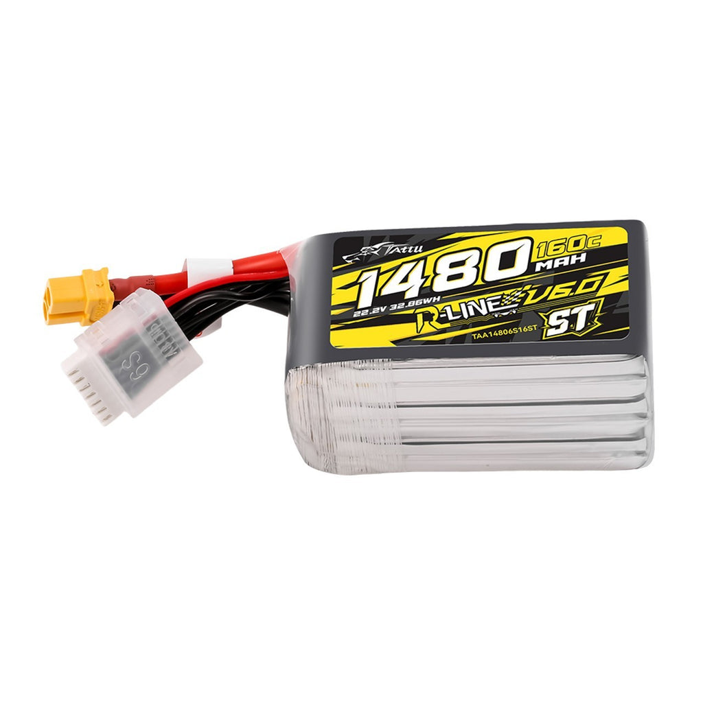 Tattu R-Line Version 6.0 1480mAh 160C 6S 22.2V ST Lipo Battery Pack with XT60