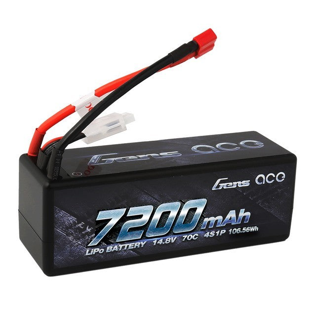 Gens Ace 7200mAh 4s 70C 14.8V HardCase Lipo RC Car Battery with Deans T Plug