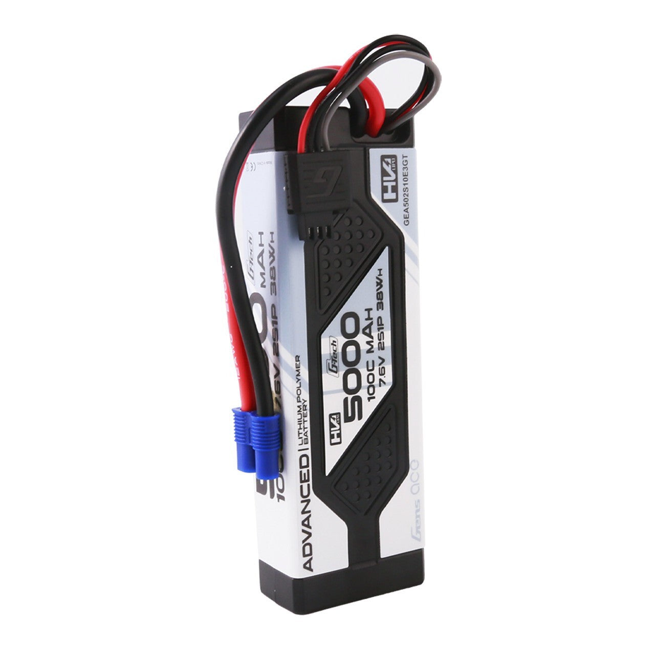 Gens Ace 5000mAh 2s 7.6V 100C G-Tech GTech Lipo Battery Pack With EC3 Plug