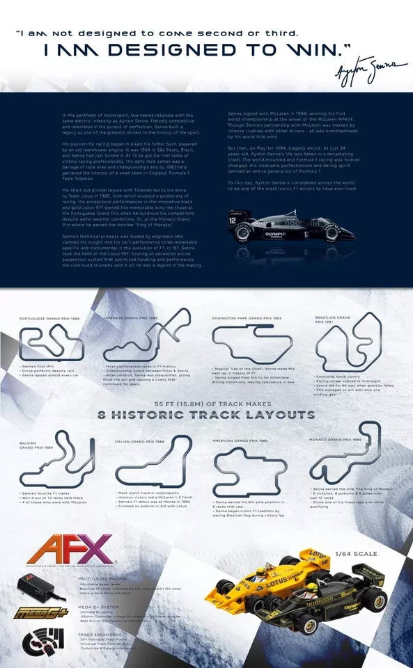 AFX Ayrton Senna Lotus Limited Edition HO Scale Slot Car Formula Race Set 22112