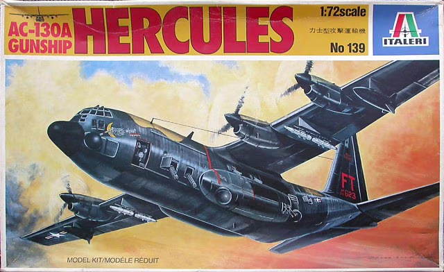 Italeri no 139 AC-130A AC130 Hercules Ghostrider Gunship New in Box 1:72 Scale