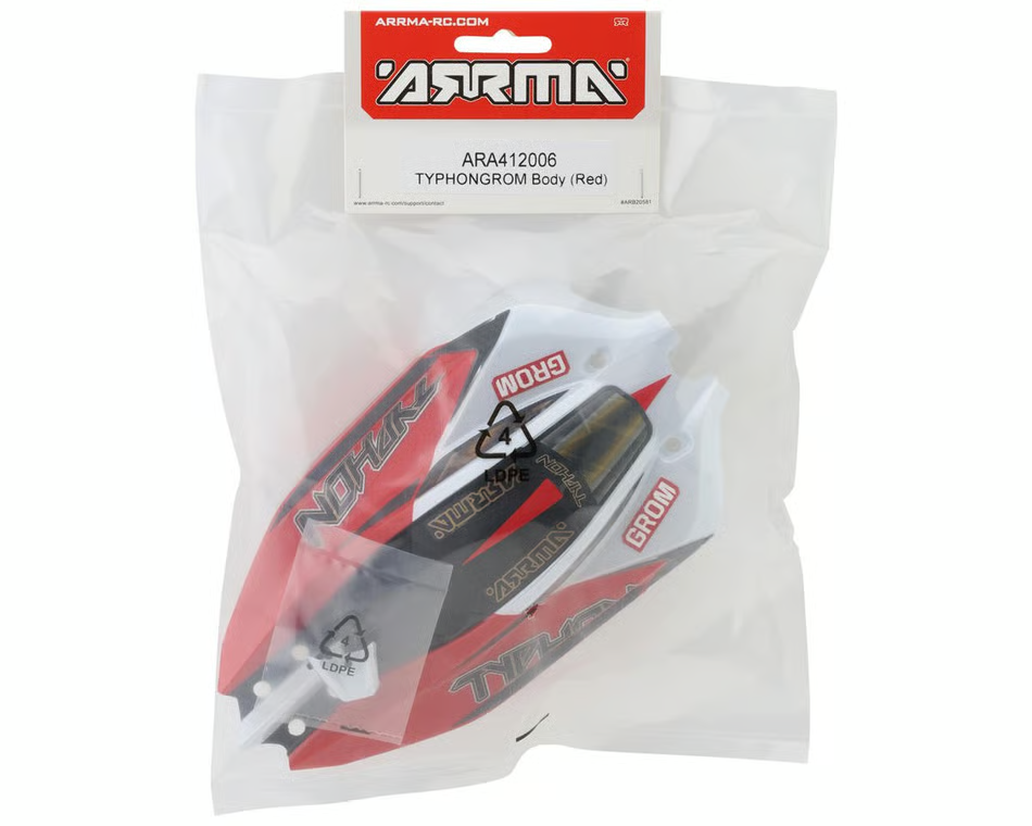 ARRMA ARA412006 412006 Typhon Grom Replacement Body Red