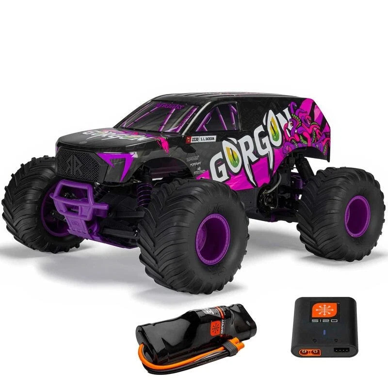 ARRMA Gorgon ARA3230ST4 2WD 1/10th Scale RTR RC Truck Purple + Battery & Charger