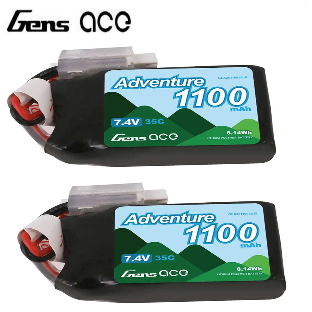 2x Gens Ace Adventure 1100mAh 2S 7.4V 35C Lipo Battery Pack : Axial SCX24