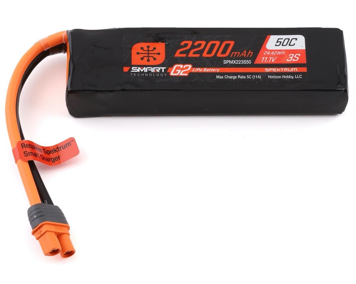 Spektrum RC 3S Smart G2 LiPo 50C Battery Pack 11.1V 2200mAh w/ IC3 Connector