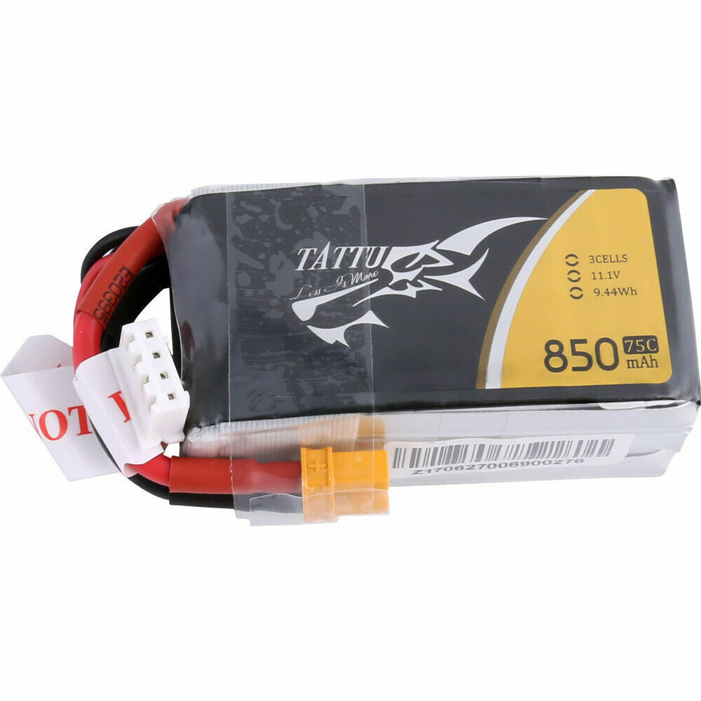 2x Tattu 850mAh 11.1V 75C 3S RC Remote Control Lipo Battery With XT30 Plug