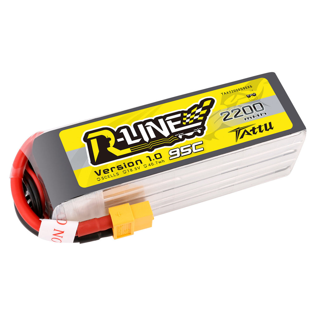 2X Tattu R-Line 2200mAh 95C 18.5V 5S Lipo Battery XT60 For FPV Drone Racing