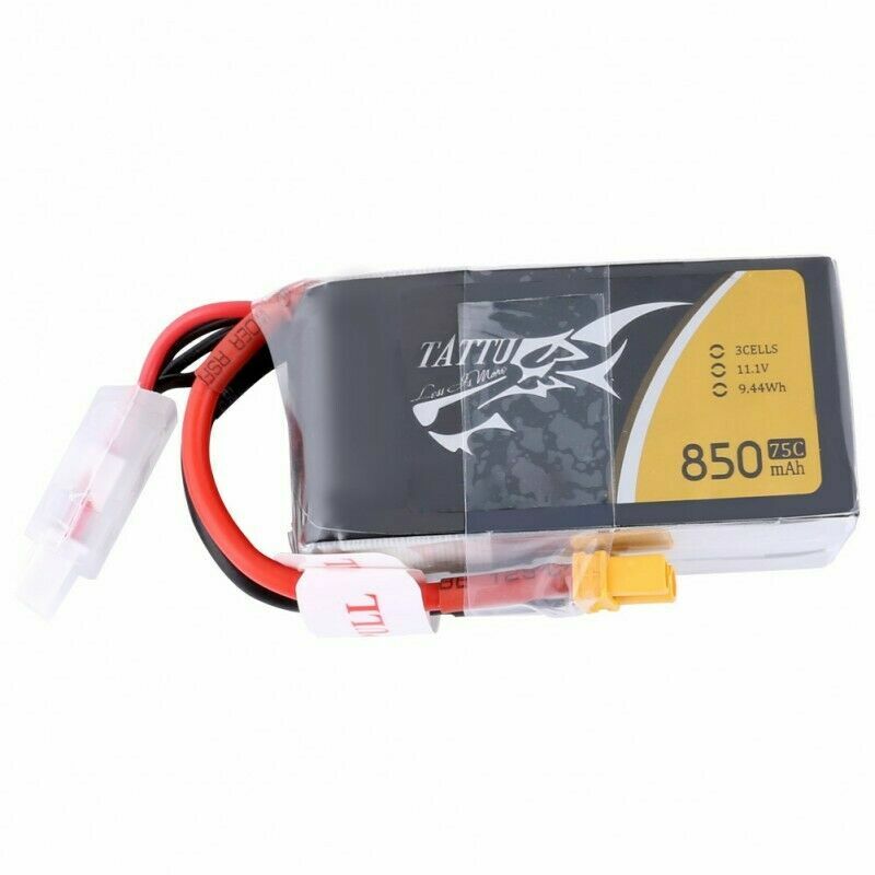 2x Tattu 850mAh 11.1V 75C 3S RC Remote Control Lipo Battery With XT30 Plug